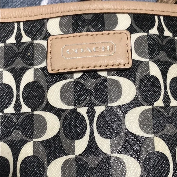 Coach Black and Tan Geometric Tote Bag - Picture 8 of 8